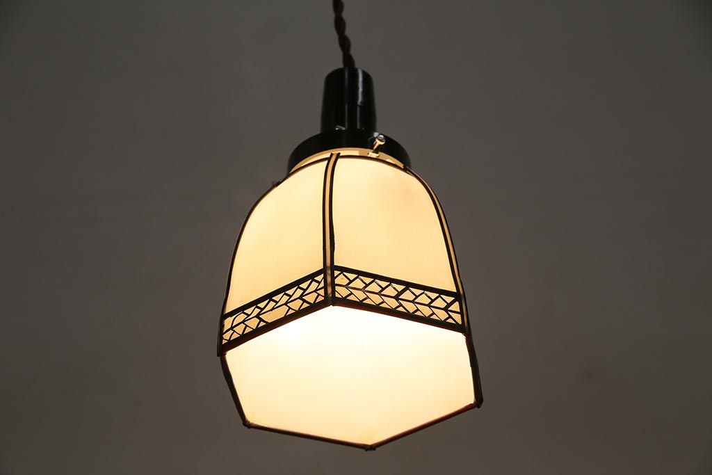 レトロ照明　セル巻　セルロイド装飾がおしゃれな和風ペンダントライト(天井照明、吊り下げ照明)(R-044906)