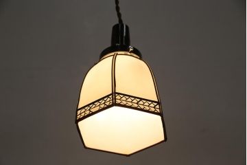 レトロ照明　セル巻　セルロイド装飾がおしゃれな和風ペンダントライト(天井照明、吊り下げ照明)(R-044906)