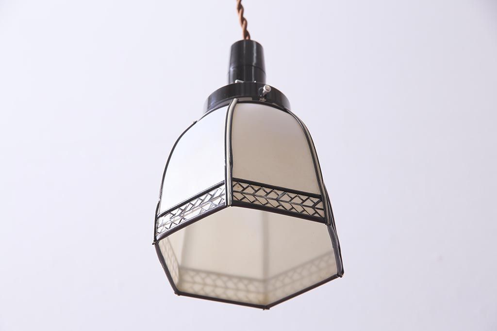 レトロ照明　セル巻　セルロイド装飾がおしゃれな和風ペンダントライト(天井照明、吊り下げ照明)(R-044906)