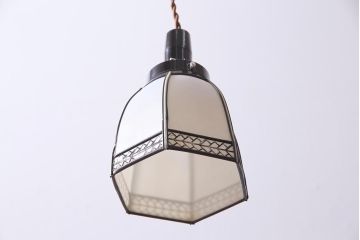 レトロ照明　セル巻　セルロイド装飾がおしゃれな和風ペンダントライト(天井照明、吊り下げ照明)(R-044906)