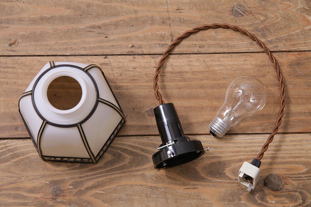 レトロ照明　セル巻　セルロイド装飾がおしゃれな和風ペンダントライト(天井照明、吊り下げ照明)(R-044906)