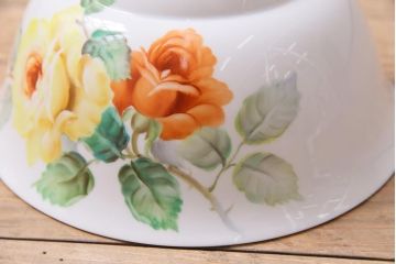 アンティーク家具　オールドノリタケ・則武(日陶)　ローズ(薔薇)　鮮やかな絵柄が目を引く電笠(天井照明、シェード)(R-044907)