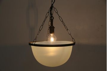 アンティーク照明　和製　リメイク　大正ロマン　オパールセントのハンギングボウル(天井照明、吊り下げ照明)(R-044909)