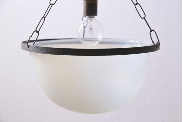 アンティーク照明　和製　リメイク　大正ロマン　オパールセントのハンギングボウル(天井照明、吊り下げ照明)(R-044909)