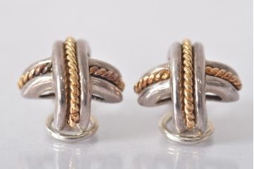 ヴィンテージアクセサリー　Tiffany&Co.(ティファニー)　イエローゴールド18K　スターリングシルバー　ビンテージイヤリング(R-044916)
