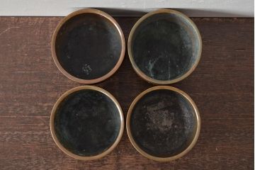 明治〜大正　黒檀製　煙草盆4点(銅火入、唐木、たばこ盆)(R-044918)