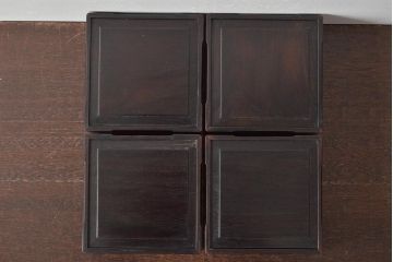 明治〜大正　黒檀製　煙草盆4点(銅火入、唐木、たばこ盆)(R-044918)