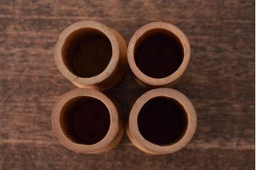 明治〜大正　黒檀製　煙草盆4点(銅火入、唐木、たばこ盆)(R-044918)