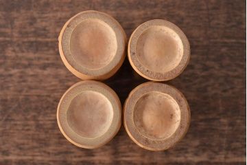明治〜大正　黒檀製　煙草盆4点(銅火入、唐木、たばこ盆)(R-044918)