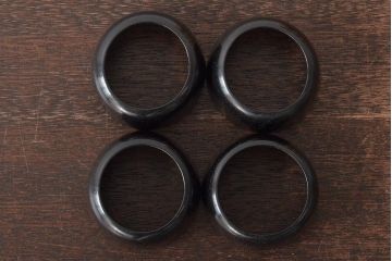 明治〜大正　黒檀製　煙草盆4点(銅火入、唐木、たばこ盆)(R-044918)