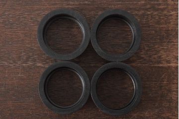 明治〜大正　黒檀製　煙草盆4点(銅火入、唐木、たばこ盆)(R-044918)