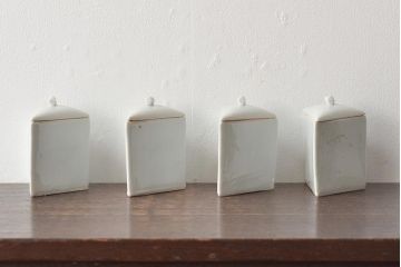 明治〜大正　黒檀製　煙草盆4点(銅火入、唐木、たばこ盆)(R-044918)