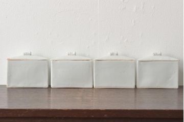 明治〜大正　黒檀製　煙草盆4点(銅火入、唐木、たばこ盆)(R-044918)