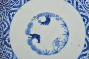 江戸期　古伊万里　大明成化年製　蛸唐草文　七寸皿2枚(変形皿、和食器)(R-044919)