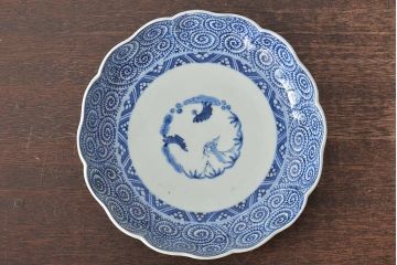 江戸期　古伊万里　大明成化年製　蛸唐草文　七寸皿2枚(変形皿、和食器)(R-044920)