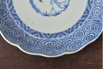 江戸期　古伊万里　大明成化年製　蛸唐草文　七寸皿2枚(変形皿、和食器)(R-044920)