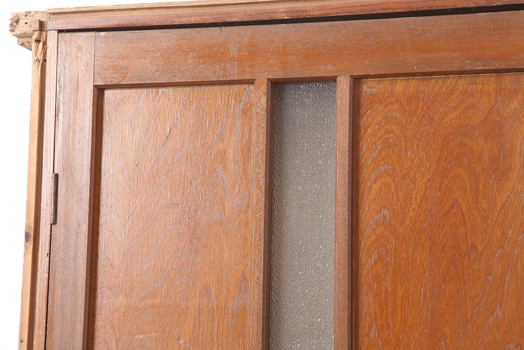 アンティーク建具　昭和中期　ガラス入りのデザインが魅力のドア(木製扉)(R-044922)