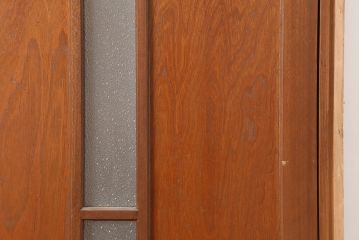 アンティーク建具　昭和中期　ガラス入りのデザインが魅力のドア(木製扉)(R-044922)