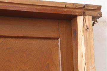 アンティーク建具　昭和中期　ガラス入りのデザインが魅力のドア(木製扉)(R-044922)