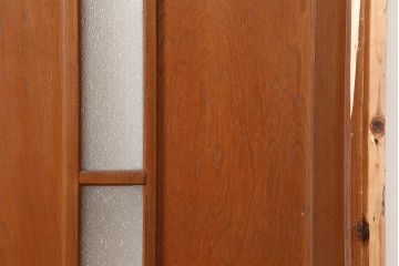 アンティーク建具　昭和中期　ガラス入りのデザインが魅力のドア(木製扉)(R-044922)