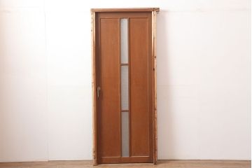 アンティーク建具　昭和中期　ガラス入りのデザインが魅力のドア(木製扉)(R-044922)