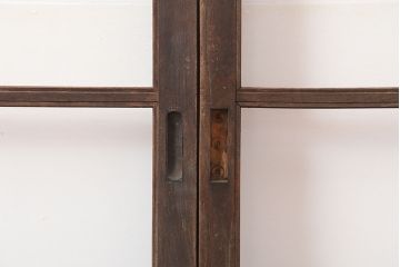 アンティーク建具　大正期　総ケヤキ材　大正ロマン香るお部屋におすすめなガラス戸4枚セット(引き戸、建具)(R-044924)