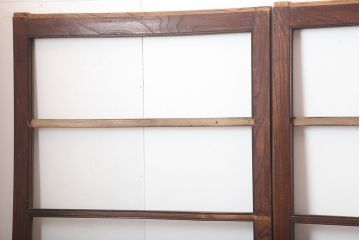 アンティーク建具　大正期　総ケヤキ材　大正ロマン香るお部屋におすすめなガラス戸4枚セット(引き戸、建具)(R-044924)