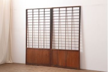 アンティーク建具　シンプルで取り入れやすい障子戸2枚セット(引き戸、建具)(R-044925)