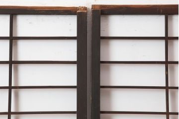 アンティーク建具　シンプルで取り入れやすい障子戸2枚セット(引き戸、建具)(R-044925)