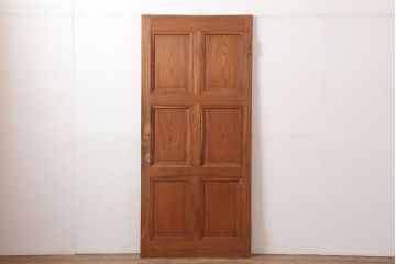 アンティーク建具　大正昭和初期　木製　杢目が美しい総ケヤキ材製のドア(木製扉)(R-044927)