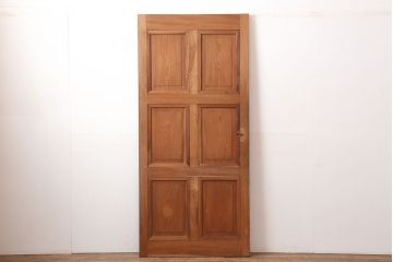 アンティーク建具　大正昭和初期　木製　杢目が美しい総ケヤキ材製のドア(木製扉)(R-044927)