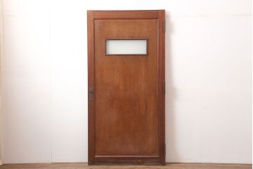 アンティーク建具　昭和中期　窓付きのレトロな木製ドア(扉)(R-044928)
