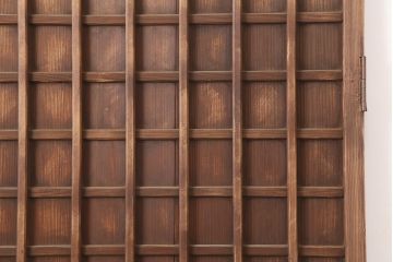 アンティーク建具　明治大正期　味のある風合いの格子扉(木製ドア)(R-044929)