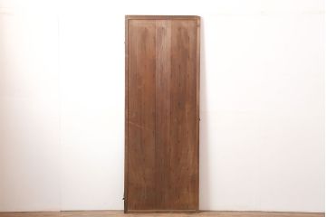 アンティーク建具　明治大正期　味のある風合いの格子扉(木製ドア)(R-044929)