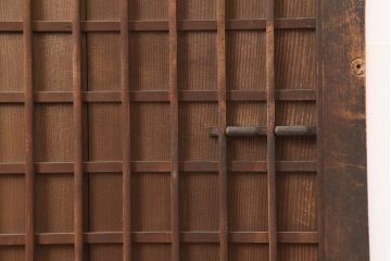アンティーク建具　明治大正期　木味が魅力の古い格子扉(木製ドア)(R-044930)