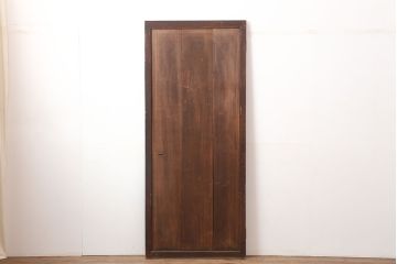 アンティーク建具　明治大正期　木味が魅力の古い格子扉(木製ドア)(R-044930)