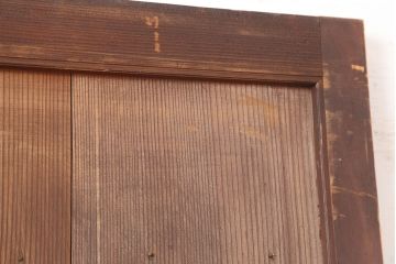 アンティーク建具　明治大正期　木味が魅力の古い格子扉(木製ドア)(R-044930)