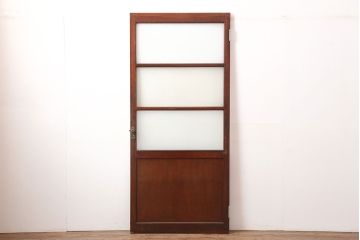 アンティーク建具　昭和初期　昭和レトロな雰囲気漂うレトロな木製ドア(ガラス扉)(R-044932)