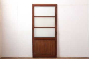 アンティーク建具　昭和初期　昭和レトロな雰囲気漂うレトロな木製ドア(ガラス扉)(R-044932)