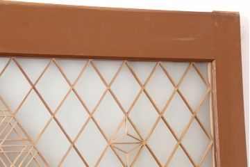 アンティーク建具　昭和中期　胡麻・麻の葉　組子がおしゃれなガラス戸2枚セット(引き戸、建具)(R-044935)