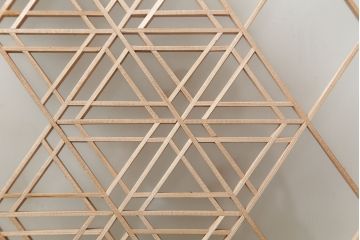 アンティーク建具　昭和中期　胡麻・麻の葉　組子がおしゃれなガラス戸2枚セット(引き戸、建具)(R-044935)