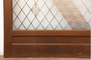 アンティーク建具　昭和中期　胡麻・麻の葉　組子がおしゃれなガラス戸2枚セット(引き戸、建具)(R-044935)