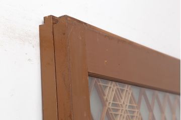 アンティーク建具　昭和中期　胡麻・麻の葉　組子がおしゃれなガラス戸2枚セット(引き戸、建具)(R-044935)