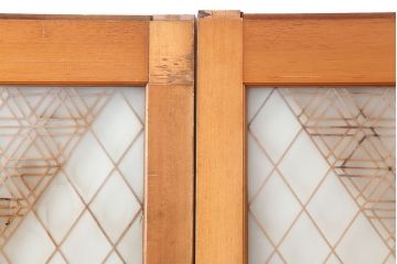 アンティーク建具　昭和中期　胡麻・麻の葉　組子がおしゃれなガラス戸2枚セット(引き戸、建具)(R-044935)