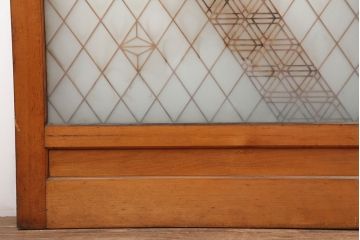 アンティーク建具　昭和中期　胡麻・麻の葉　組子がおしゃれなガラス戸2枚セット(引き戸、建具)(R-044935)