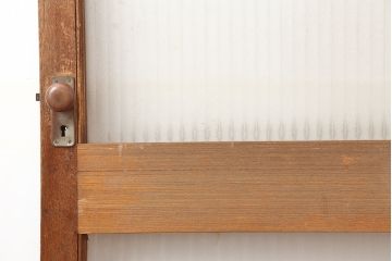 アンティーク建具　昭和中期　銀モールガラス入り　昭和レトロなガラス扉(木製ドア)(R-044936)