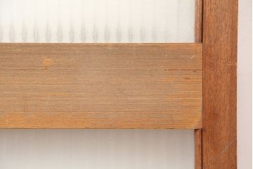 アンティーク建具　昭和中期　銀モールガラス入り　昭和レトロなガラス扉(木製ドア)(R-044936)