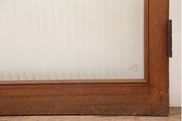 アンティーク建具　昭和中期　銀モールガラス入り　昭和レトロなガラス扉(木製ドア)(R-044936)