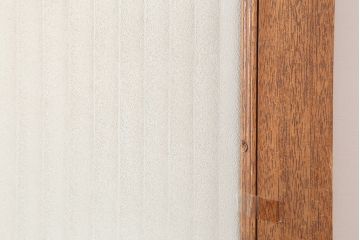 アンティーク建具　昭和中期　銀モールガラス入り　昭和レトロなガラス扉(木製ドア)(R-044936)