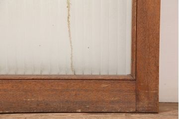 アンティーク建具　昭和中期　銀モールガラス入り　昭和レトロなガラス扉(木製ドア)(R-044936)